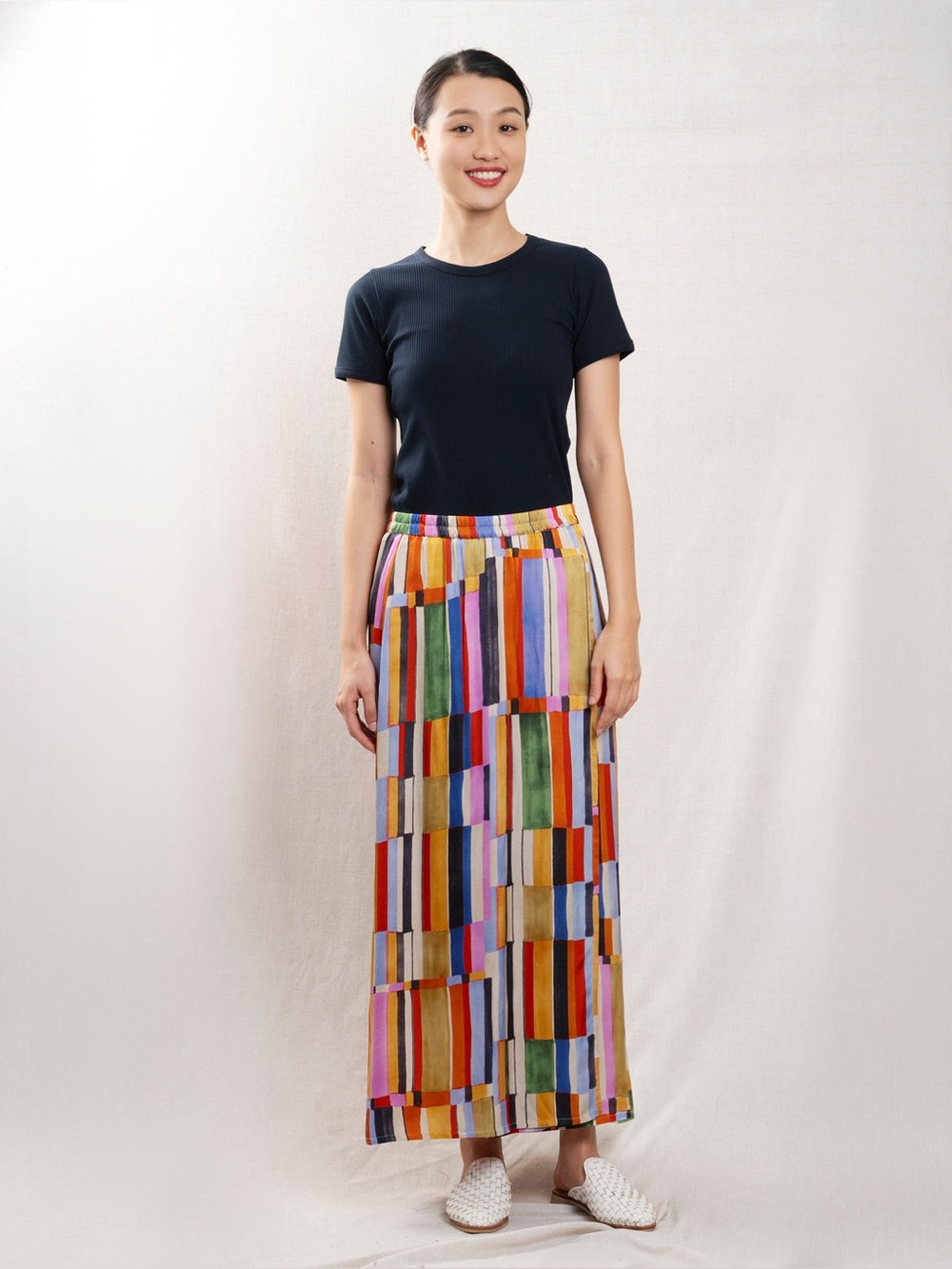 Hartford- Jasmine Multicolor Striped & Block Skirt